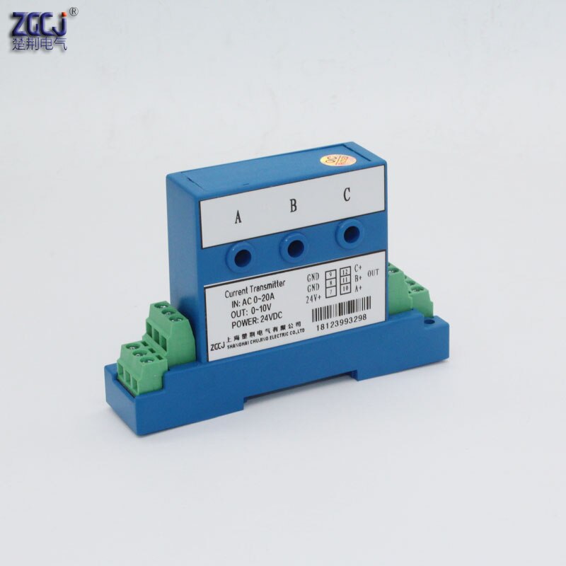 Perforatie AC 0-20A 3 fase Huidige Zender 0-10 v uitgang Geperforeerde 3 fase ampere signaal transducer