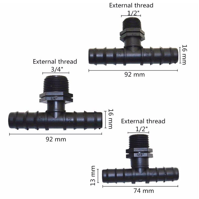 Reducing Tee Splitter with Threaded Connections to a water pipe 1/2" 3/4" Male Threaded Quick Water Adapter Hose Splitter 50 Pcs