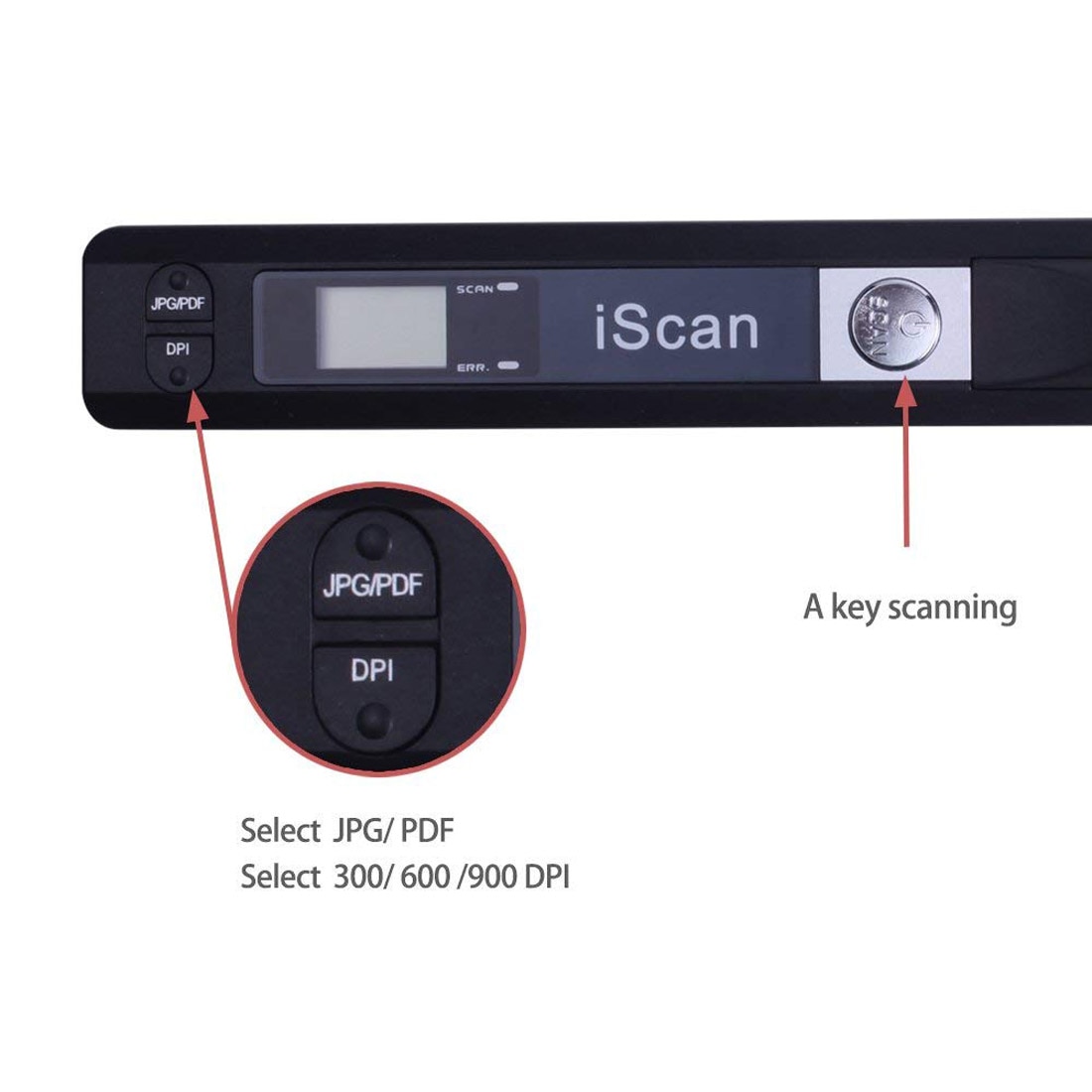 Mini bærbar scanner 900 dpi lcd-skærm jpg / pdf-format dokumentbillede iscan håndholdt scanner med 32g micro sd / tf flash-kort