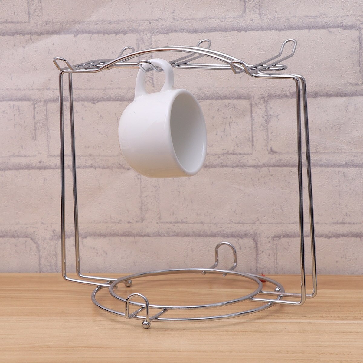 Coffee Cup Plate Organizer Coffee Cup Holder Kitchen Decoration Cabinet And Counter Shelf Organizer Mug Holder For 4Cups 6Plates