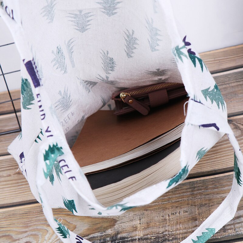 1pc genanvendelig foldbar skulderhåndtaske fyrretræskaktus linnetaske tote eco kvinder lærredstasker shopping udendørs lærred skuldertasker
