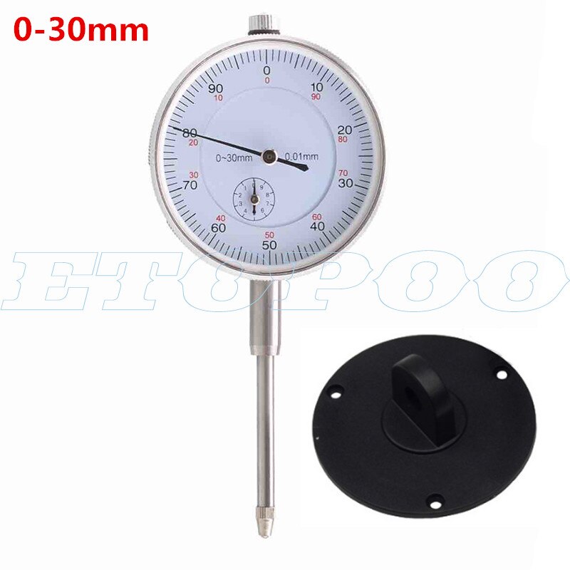 Dial Indicator 0-30Mm 2Mm 10Mm 0.01Mm Met Lug Dial Gauge Micrometer Remklauw tafel Van Meetinstrumenten: 0-30mm