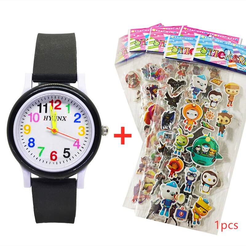 Quartz Kinderen Horloge Baby Leren Om Tijd Klok Kinderen Horloges Kids Kerstcadeau Kind Digitale Elektronica Horloge: Black