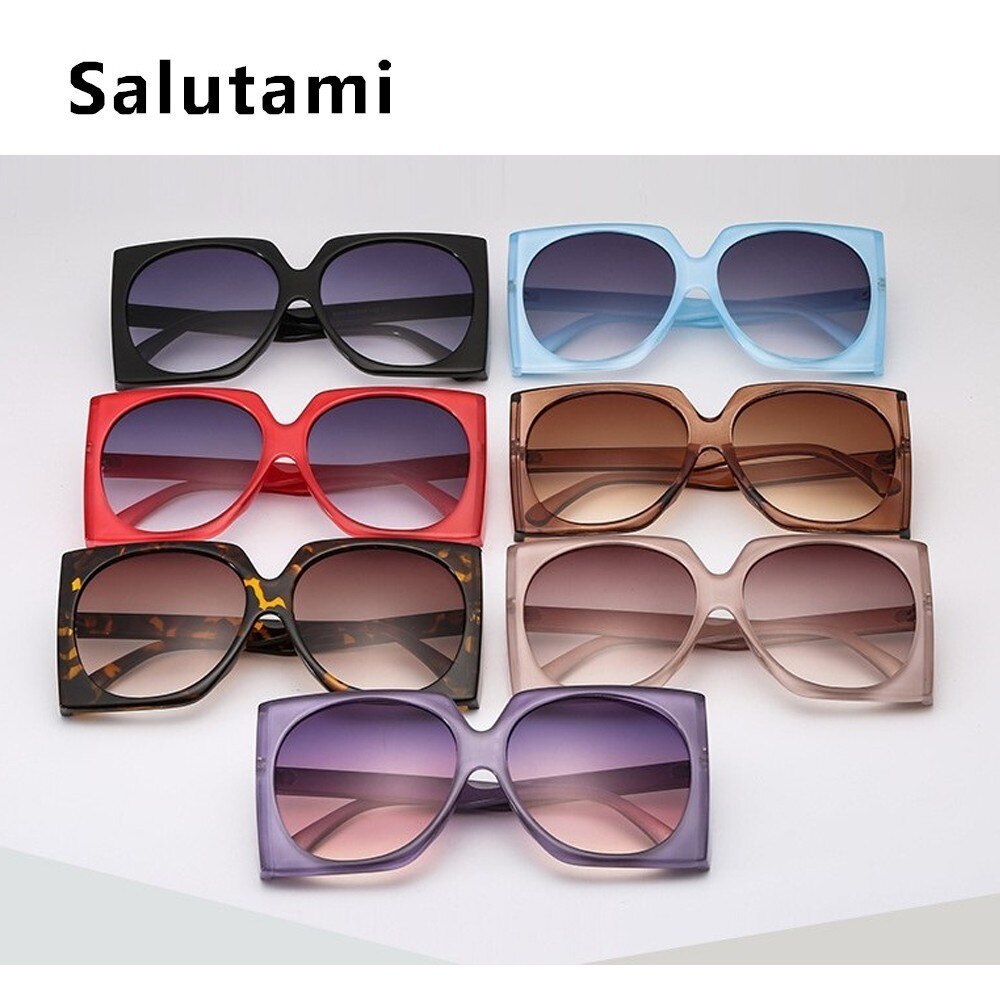 Sorte firkantede solbriller til kvinder mærke solbriller mænd ovseize vintage gradient nuancer dame  uv400 goggle