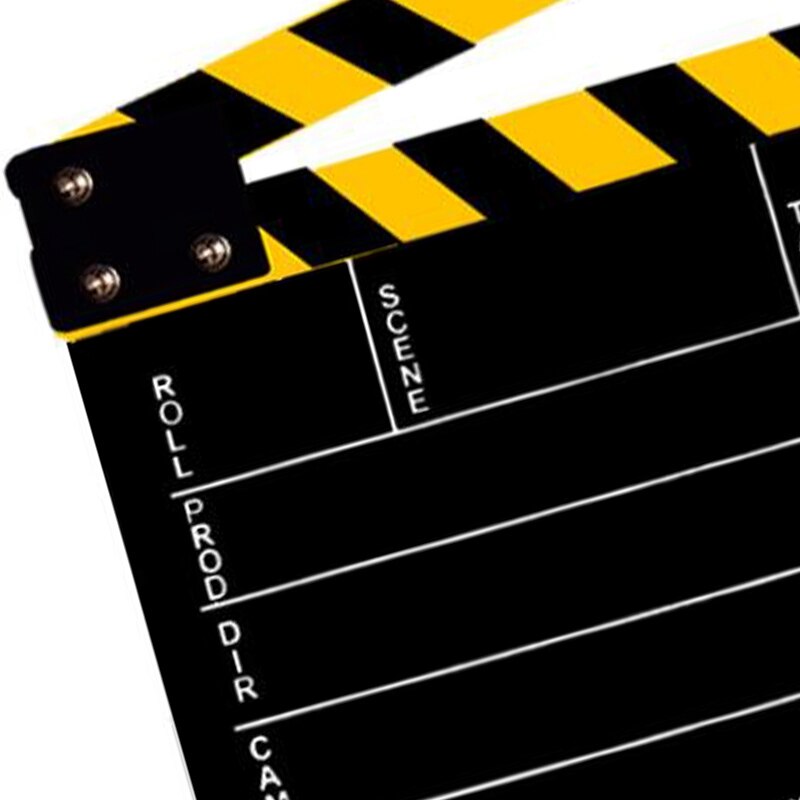 Dry Erase Acrylic Director Film Clapboard Movie TV Cut Action Scene Clapper Board Slate-Black