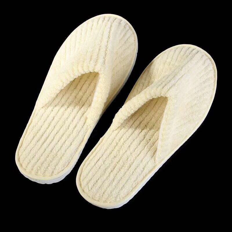 Koraal Fluwelen Hotel Reizen Spa Wegwerp Slippers Thuis Gast Slippers Witte Schoenen Kinderen Wegwerp Slippers: Licht Geel