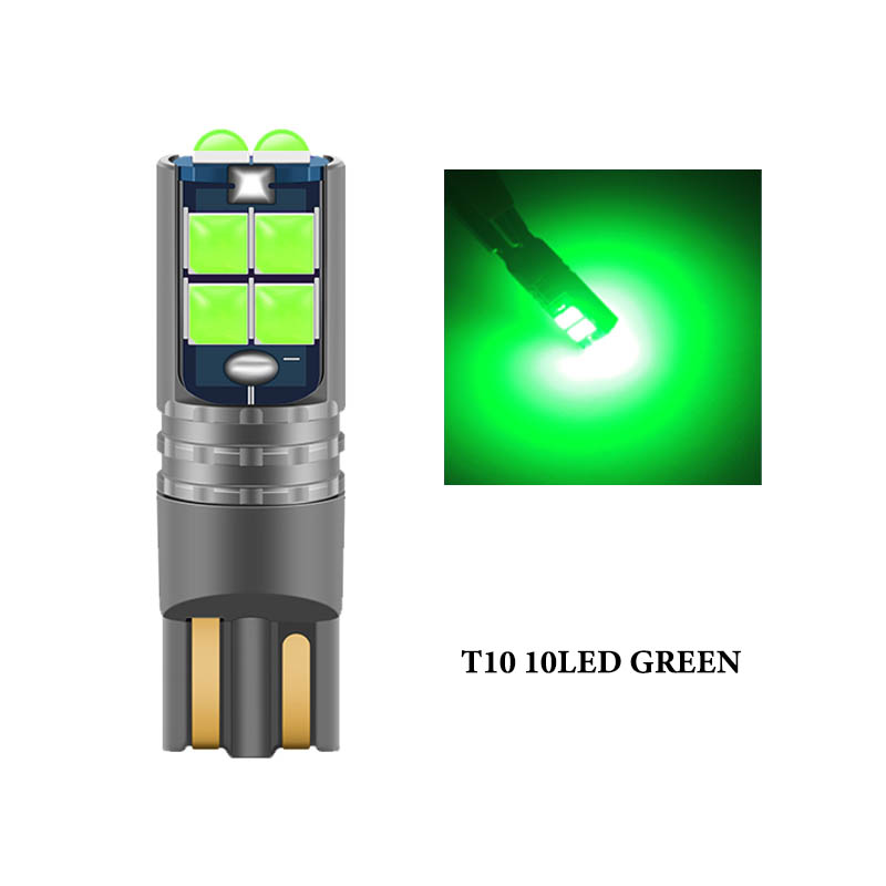 Luz LED Canbus T10 para Interior de coche, lámpara de lectura Canbus W5W 3030 10SMD 12V-24V 194 168, 10W, 1 unidad: Cristal azul