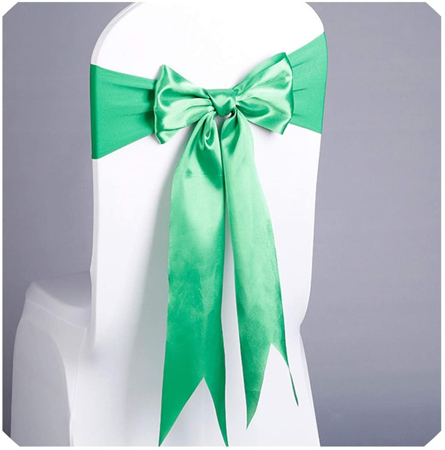5 unids/lote de lazos de satén rojo con banda elástica para silla, banda de LICRA para ceremonia, boda, decoración de: Verde
