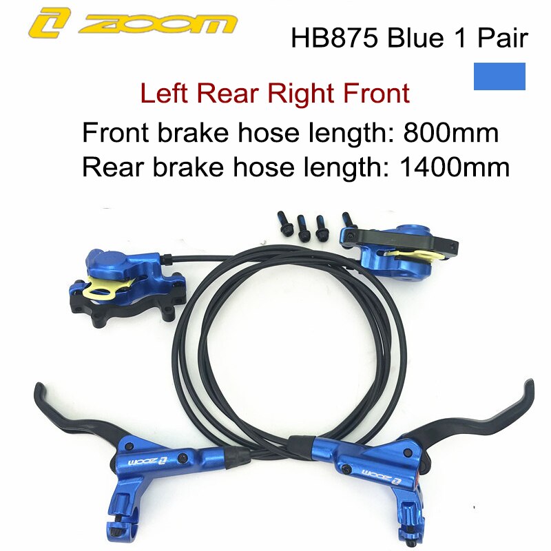 ZOOM HB-875 Mountain Bike hydrauliczny hamulec tarczowy przód i tył 800mm/1400mm hamulec rowerowy MTB ciśnienie oleju zacisk hamulcowy: Blue 1 Set