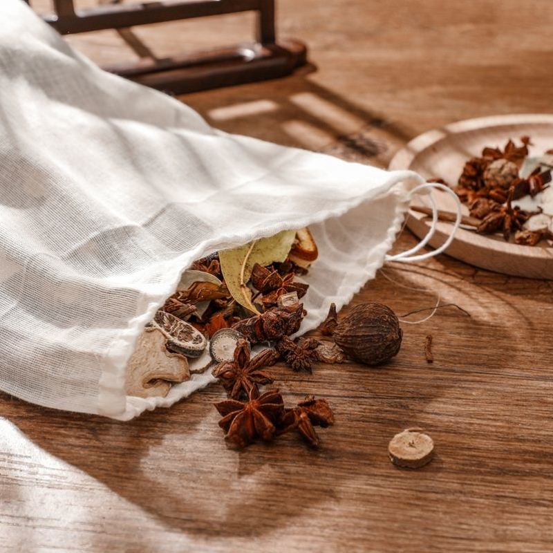 5 stuks 100% katoenen stoffen tas kruidenzeef mesh filter kruidenbal keuken kookgereedschap vergiet tas