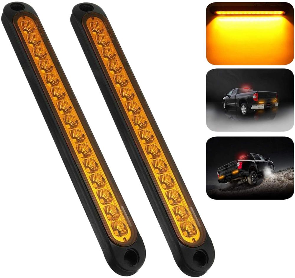 Fuleem 2 stk. rav 15 led trailer identifikationslys led blinklys baglygte bar strip lastbil bageste markeringslys 12v 24v