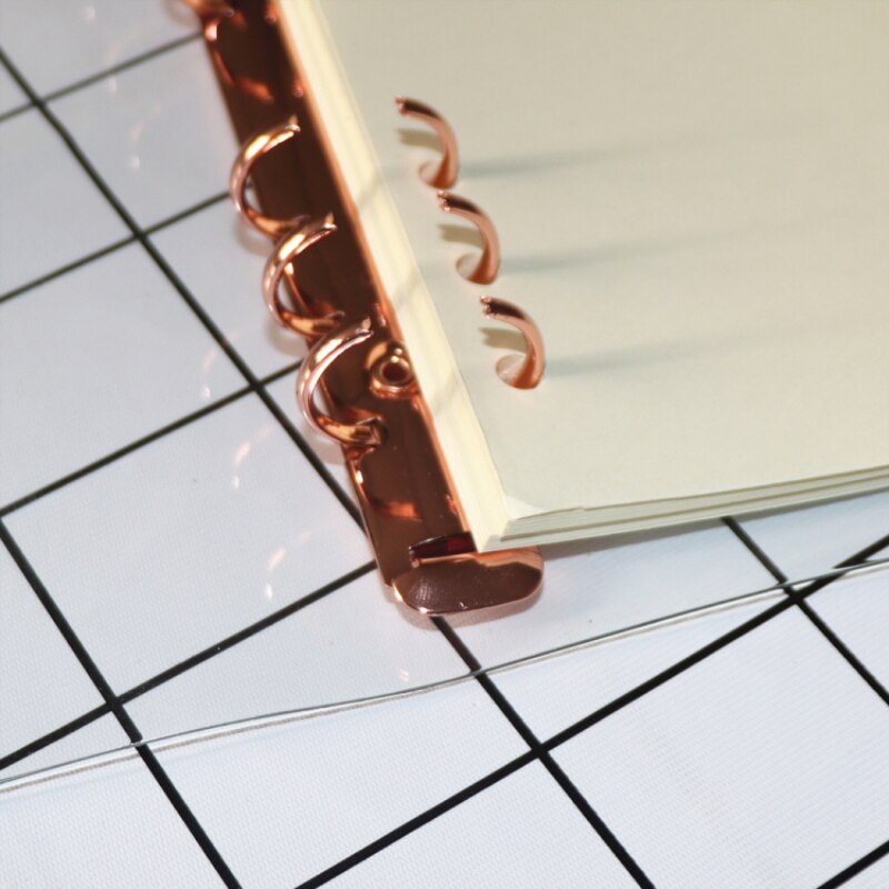 A5 A6 Glitter Binder Cover Soft Clear PVC Notebook Rose Gold Round Ring Protector with Snap Closure DIY Journal Planner Cover