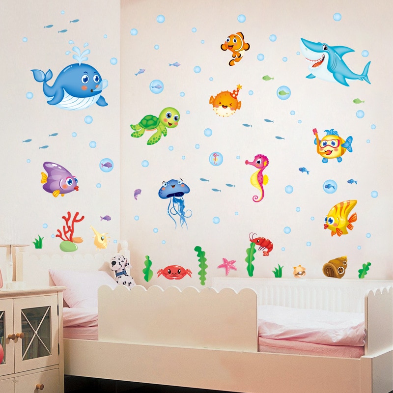 90X115 Cm Aquarium Onderwater Muurstickers Kinderen Kamer Home Decor Vinyl Kinderkamer Decal Baby Nursery Decor