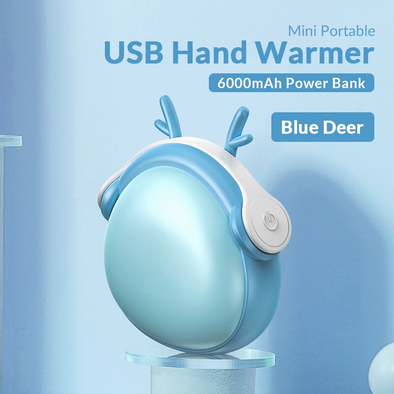 ORICO Scaldino della Mano 6000mAh Accumulatori E Caricabatterie Di Riserva USB RICARICABILE Riscaldatore Tasca Portatile Doppio-lato di Inverno Dello Scaldino: Blue