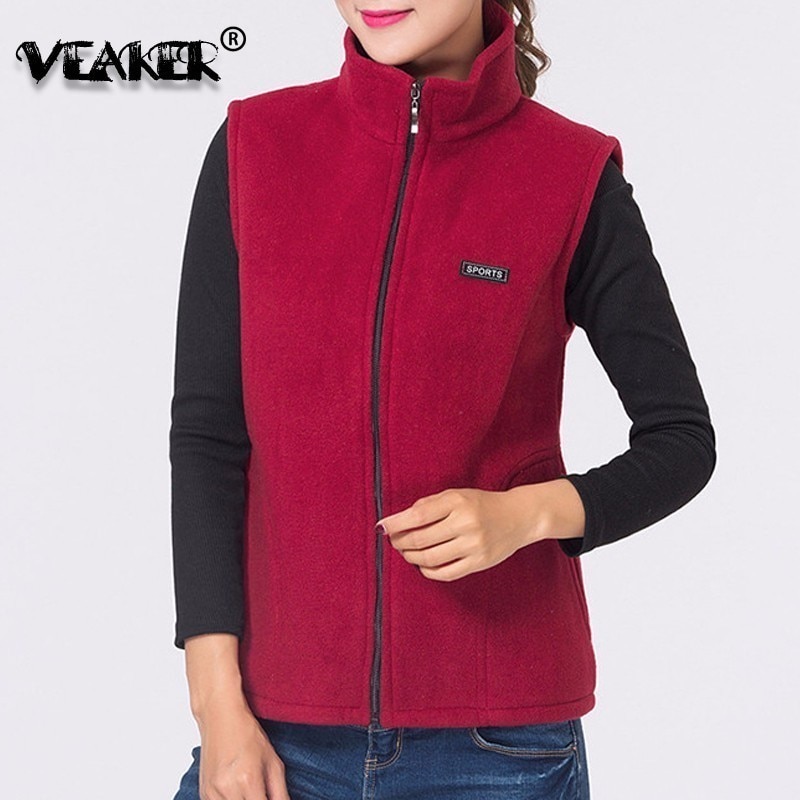 Dame jakker vest tyk fleece plys veste sportstøj slim vest dame varm vest vindjakke stativ krave plus str. 4xl