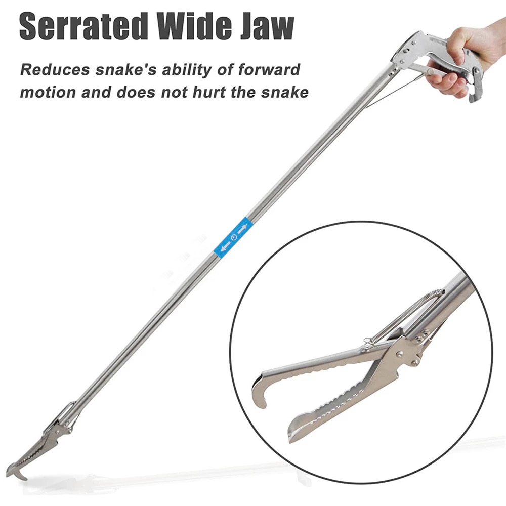 Pinces de serpent pliables 1m, bâton attrapeur de reptiles, pince de serpent pliable à mâchoire large en acier inoxydable, outils de contrôle