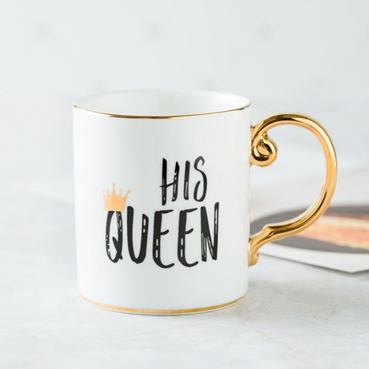 Luksus guld konge og dronning diamant porcelæn kaffe krus te mælk keramiske kopper og krus bryllup rejse krus: 664 dronning