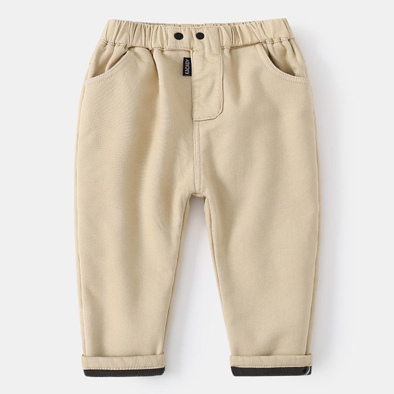 Chłopięce pluszowe spodnie zimowe dziecięce spodnie bawełniane zimowe koreańskie dziecięce ciepłe pluszowe spodnie dziecięce spodnie na co dzień pogrubione: kość słoniowa / 4T