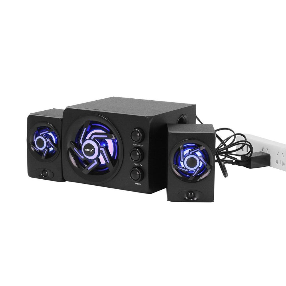 USB verdrahtet Mini Computer Lautsprecher Bunte LED Licht Bass 3D Stereo Subwoofer 3,5mm AUX Loundspeaker für Laptop Smartphones: mit Blau hell