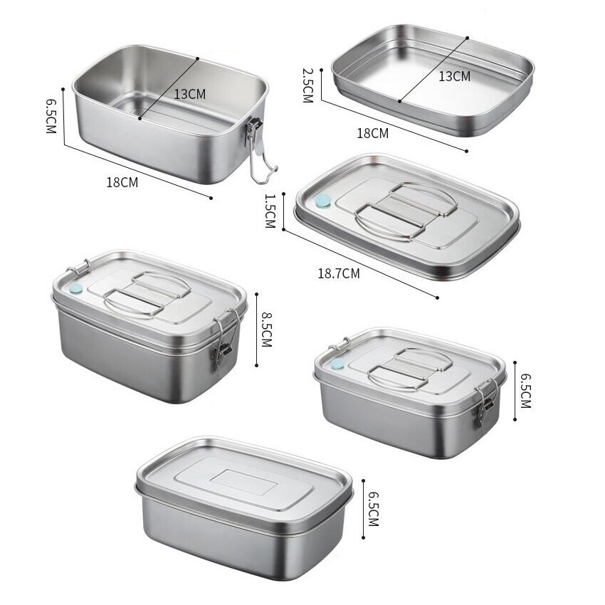 304 Roestvrij Staal Lunchbox Voedsel Container Bento Box Voor Kinderen Volwassen Double Layer Grote Capaciteit Servies Voedsel Opbergdoos