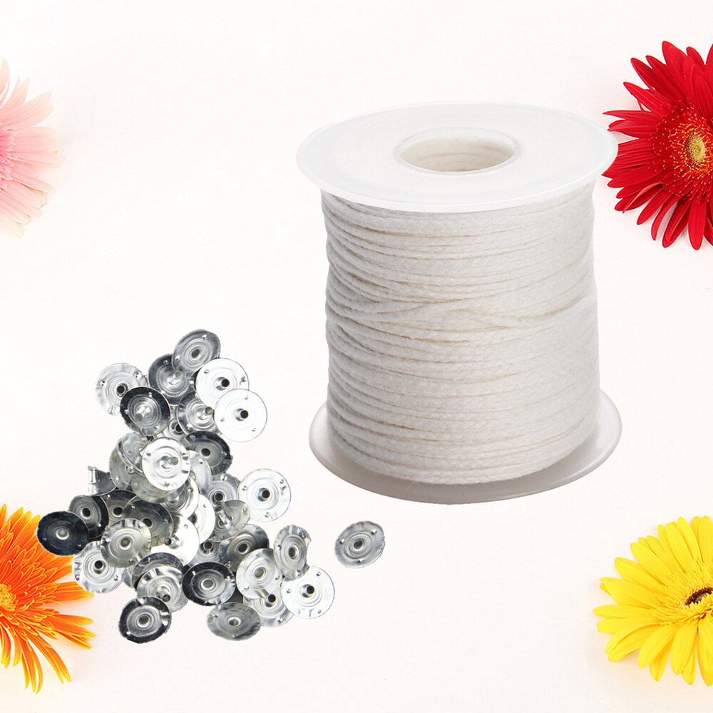 1 rol kaarsenmaakmateriaal, 61 meter gevlochten lont met 300 lipjes voor het maken van kaarsen