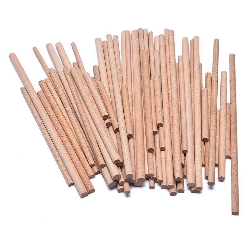 Barras de madera de haya Natural de 8mm/10mm/12mm de diámetro, espiga de madera Premium duradera para manualidades de construcción, modelo de carpintería, 10 uds.