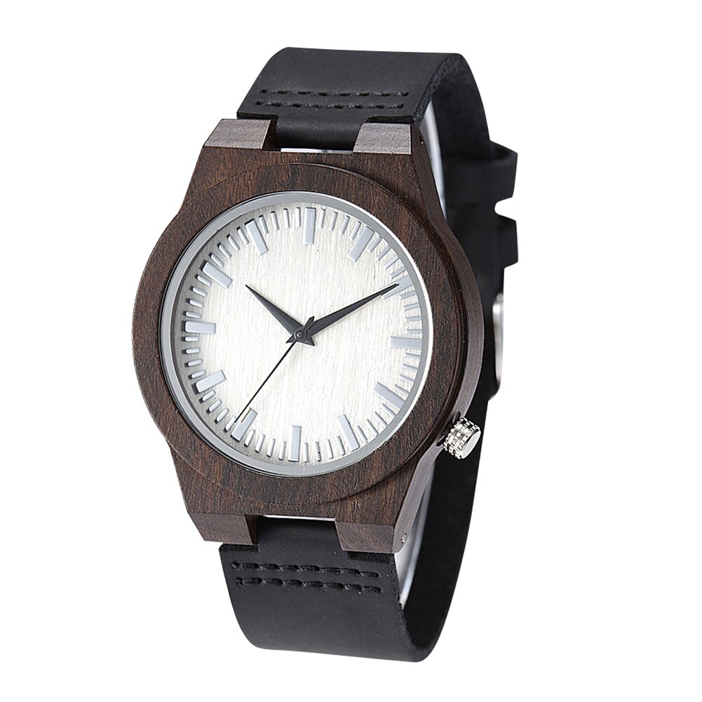 Reloj de pulsera de cuarzo analógico sin número de banda de resina con esfera redonda de madera para hombre a la