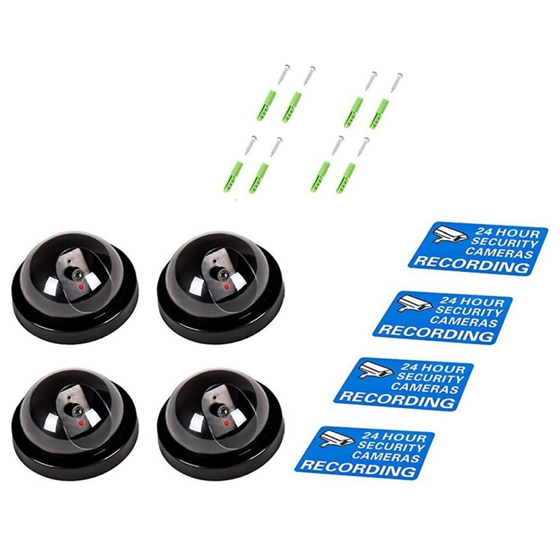 4 kpl valeturvakamera cctv domekamera vilkkuvalla punaisella led-valolla tarra tarrat gdeals