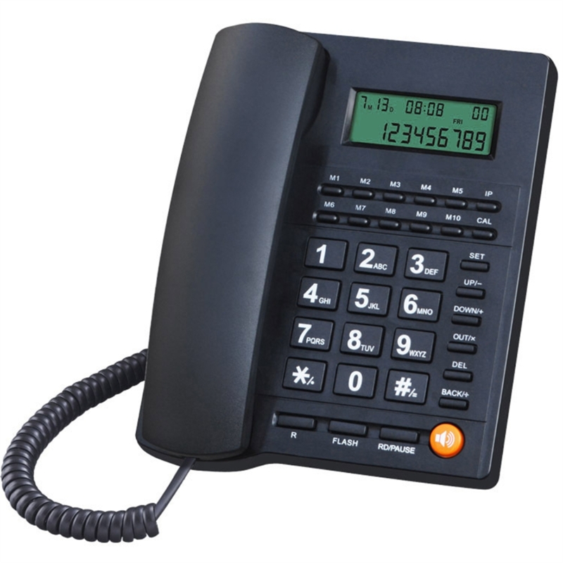 Schnurgebundenes Festnetztelefon. Festnetztelefone mit großen Tasten und Anruferkennung
