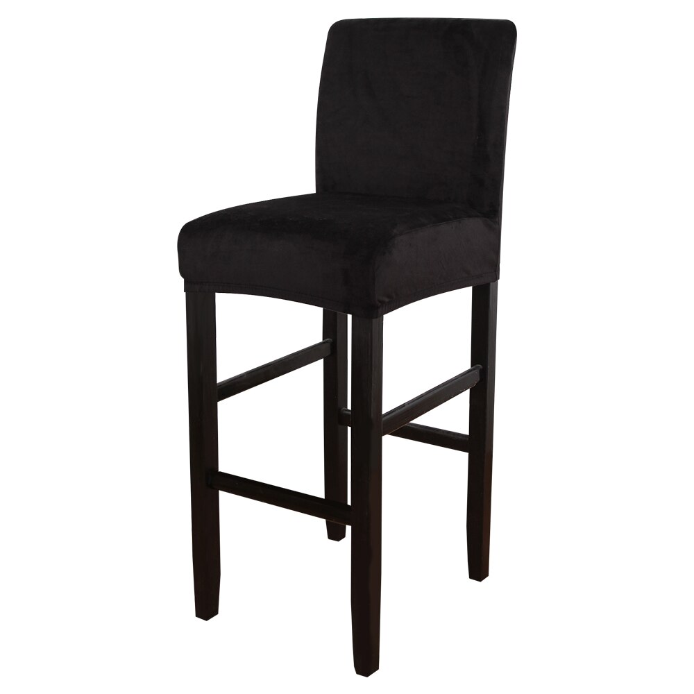 Fløyel stoltrekk solid setetrekk for barkrakk stoler slipcover spisestue stol fritid stol restaurant krakk hotell *1: Svart