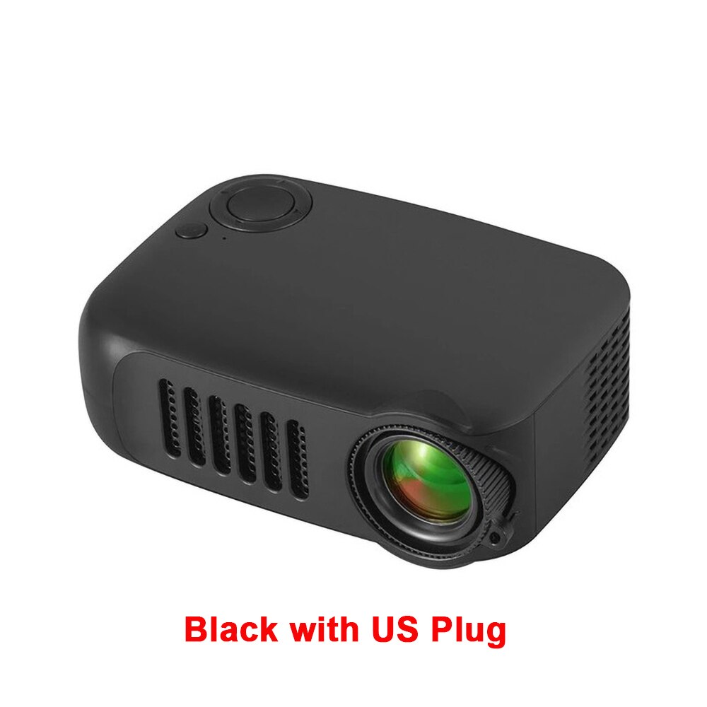 Portable A2000 Mini Projector With Tripod Support 1080P HDMI Micro SD Card USB LCD 50000 Hours Lamp Life Home Video Proyector: Black and US Plug