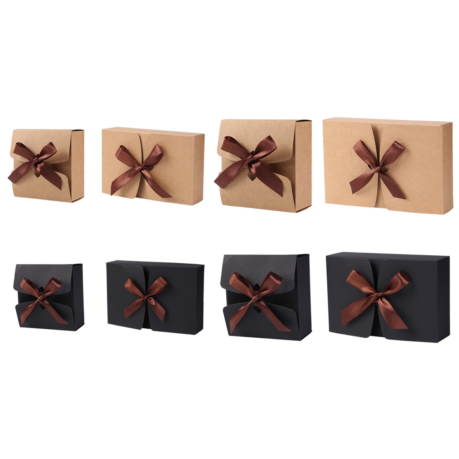 10pcs Box Kraft Paper Packing Box Candy Chocolate Cookies Bag Birthday Decor Foldable Presents Package Wrap Organizer