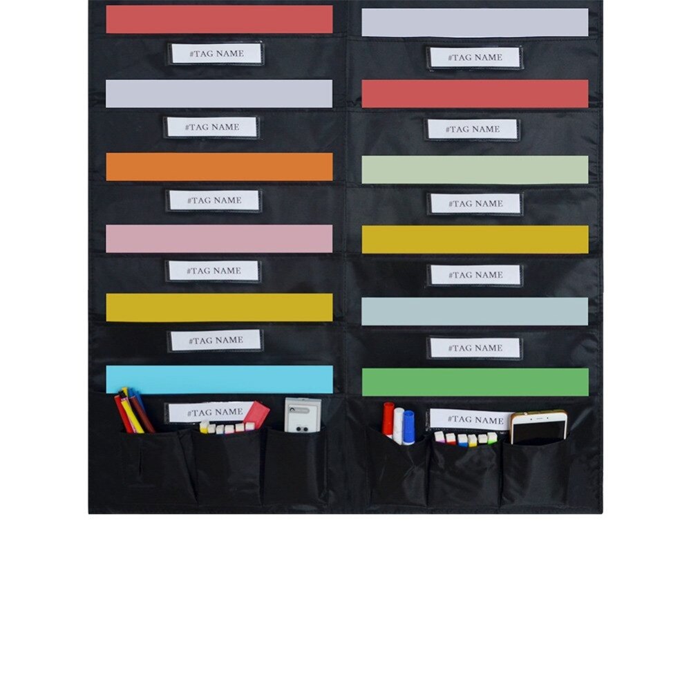 Door Hanging File Organizer/Folder Pocket Chart, 20 Pocket + 6 Tool Pocket Cascading Wall Organizer, Perfect for Home Organizer