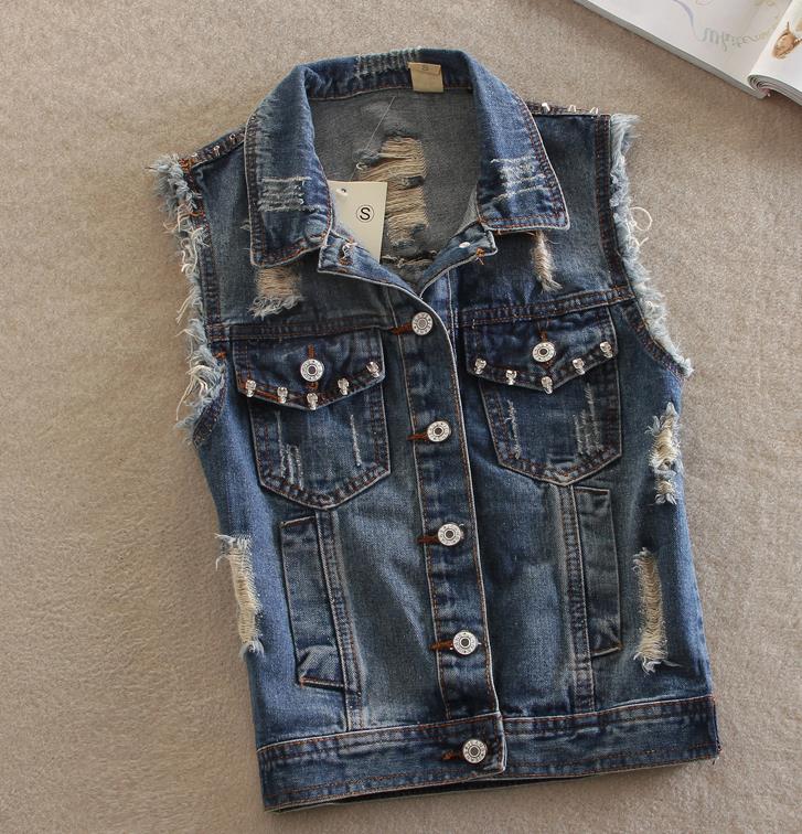 Spring chalecos mujer plus size denim vest cowboy nitter kort jakke: Multi / Xxl