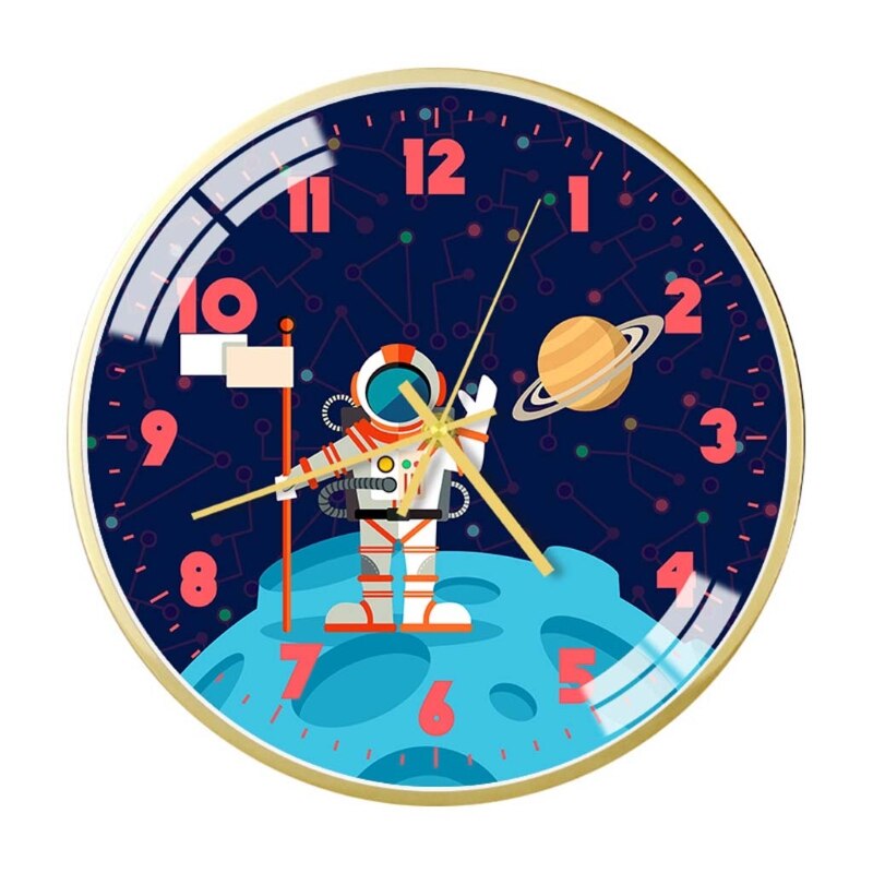 Mute Wall Clock Modern Style Space/Astronaut Pattern Clock Room Decor 23GD: 05