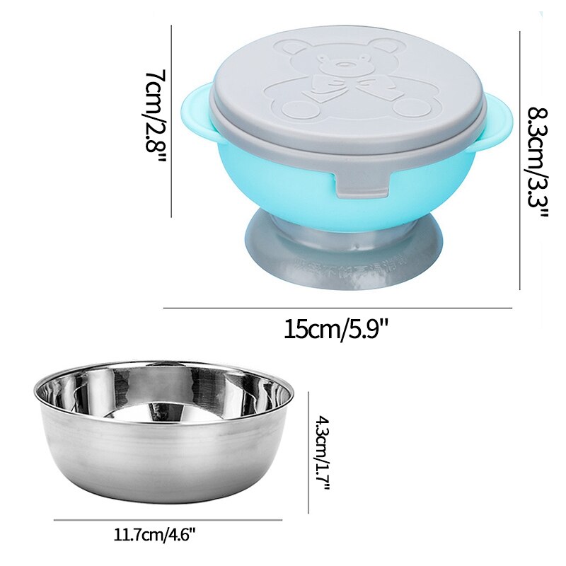 Ensemble de vaisselle en acier inoxydable, bol d&#39;alimentation pour bébés, enfants en bas âge, dessin animé Anti-chute, ensemble de nourriture thermique, bol cuillère Spork: S3