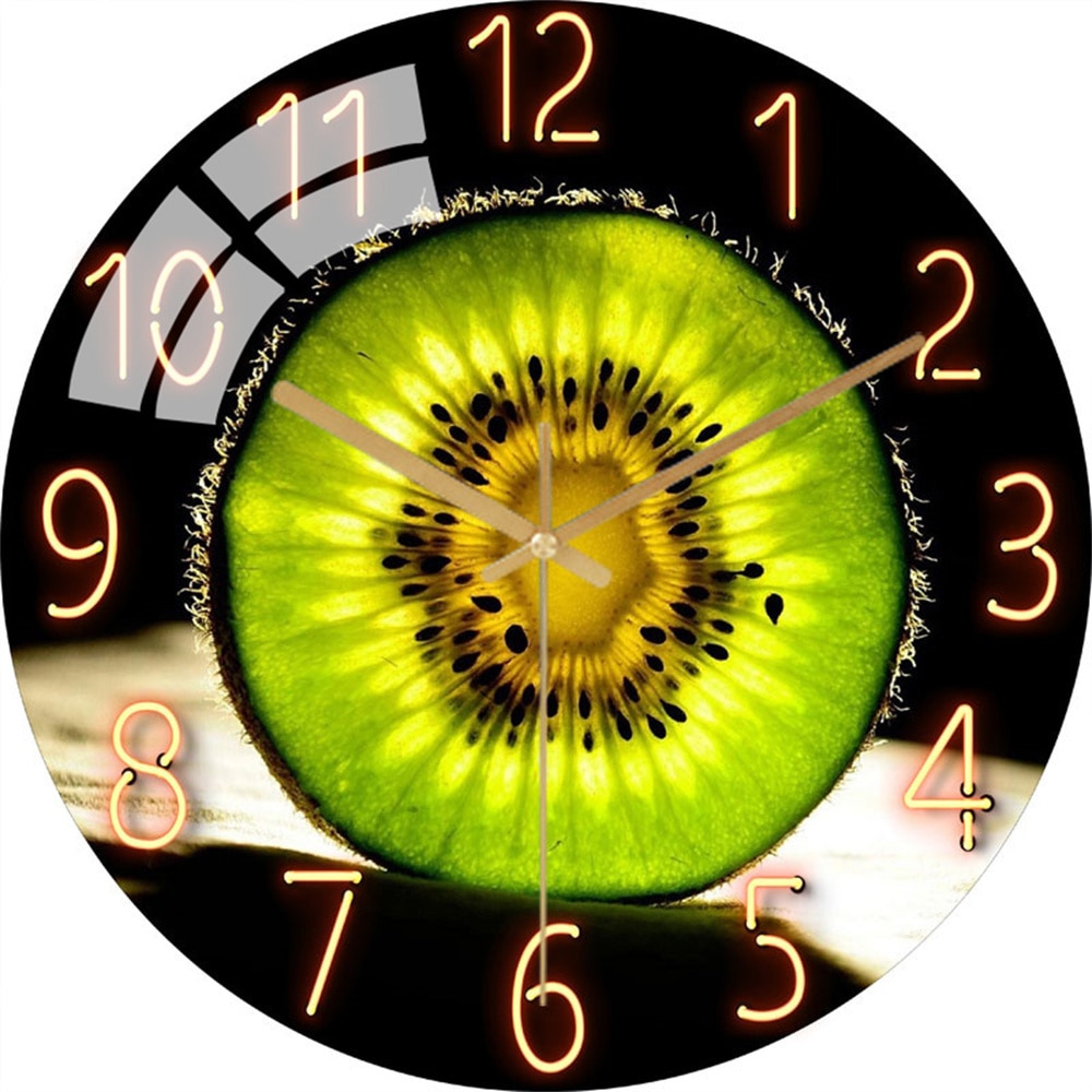 Quiet Round Fruit Wall Clock Kitchen Home Decor Water droplets Modern 3D Clocks for Living Room Decoration Accessories: 1 30cm