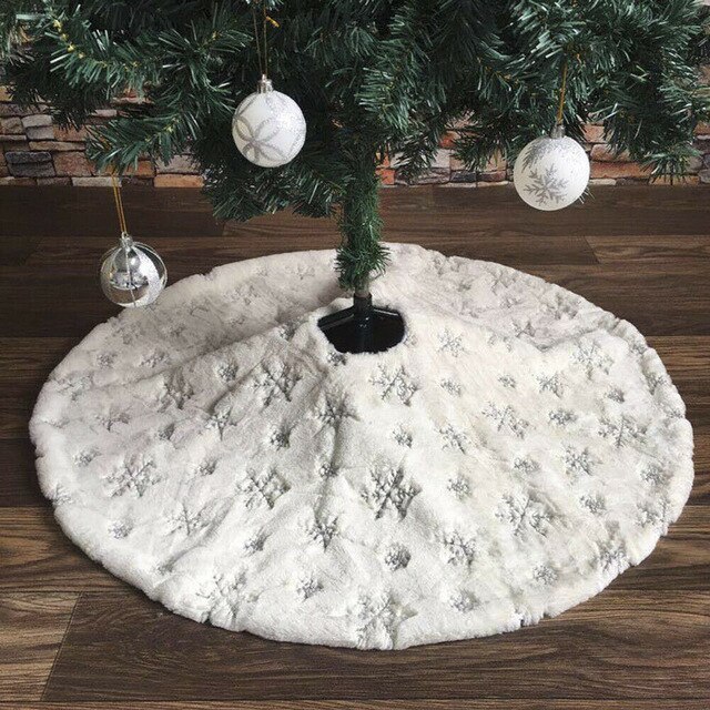 78/90/122cm flannel broderet juletræ nederdel snefnug juledekoration til hjemmet til gulvmåtte: Guld / 78cm