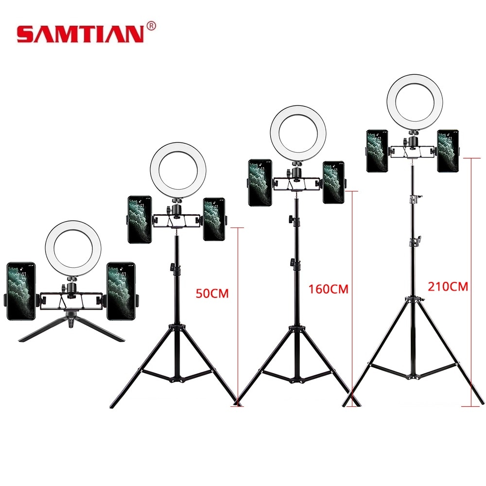 Samtian Selfie Anello di Luce 6 pollici lampada anello di supporto Del Telefono con il Treppiedi Del Basamento per Desktop Studio Lampade Anello video LED luce Youtube