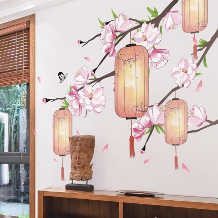 Lanterne wallstickers kinesisk stil billeder til stue dekoration teenager piger tapet soveværelse indretning hjem plakater