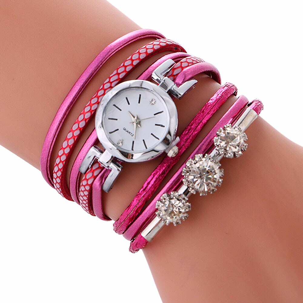 Vrouwen horloges Luxe Strass Lederen Armband Horloge Vrouwen Dames Quartz Horloge Casual Horloges Relogio Feminino * 741