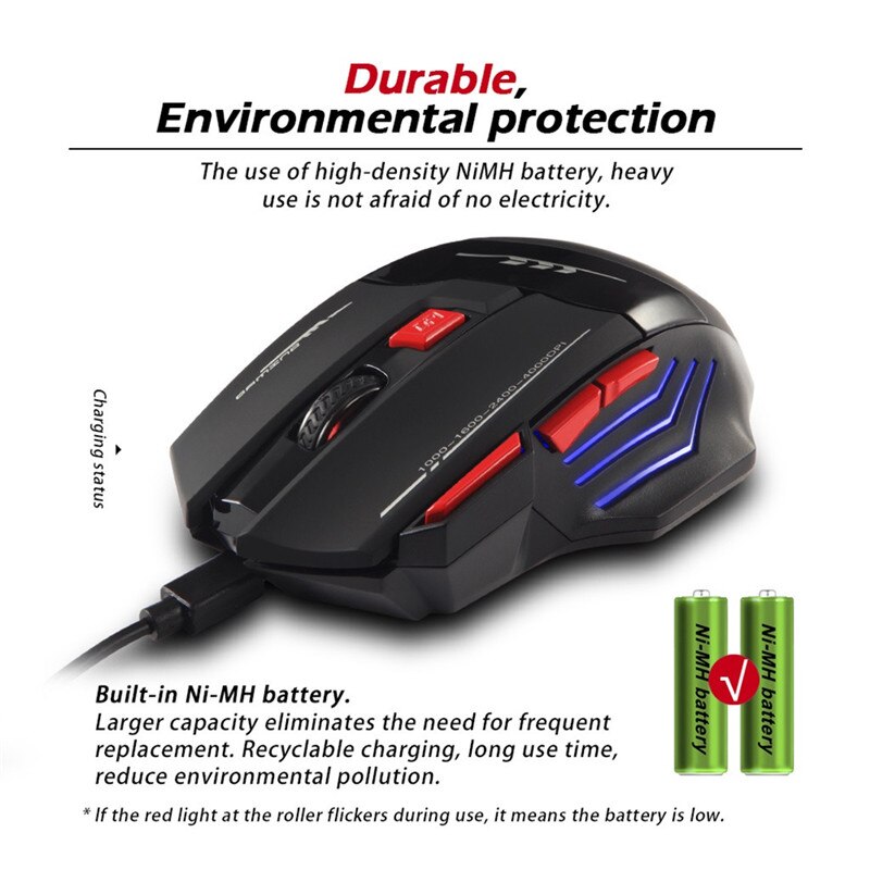 Zelotes Computer Peripherals 2.4G Charging Gaming Mouse USB Receiver 30 Meters Wireless Connection Wireless Mouse For PC Laptop