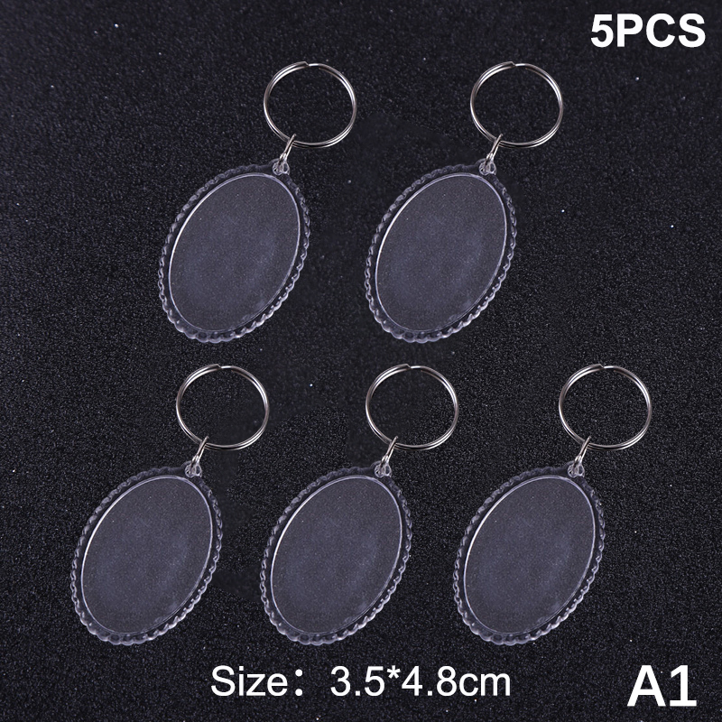 5pcs Blank Photo Frame Keychain Clear Acrylic Keyring Insert Photo Split Key Pendant DIY Key Holder Couple Anniversary