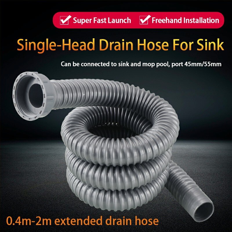 Drainage Pipe For Vegetable Basin, Single Head,Flexible And Extendable Hose Kitchen, Bathroom, Sink Fitting , Drain , Anti-Odor