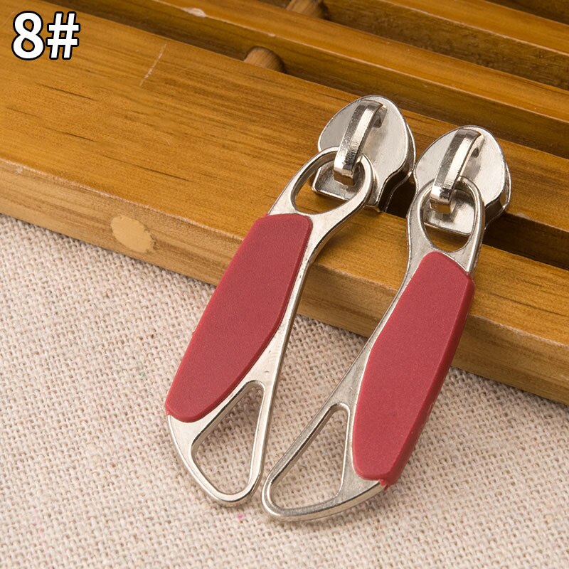 1pair 5# 8# Zipper Sliders for Nylon Zipper Luggage Bag Zipper Head Handbag Password Lock Zipper Repair Kits Accessories: No8red