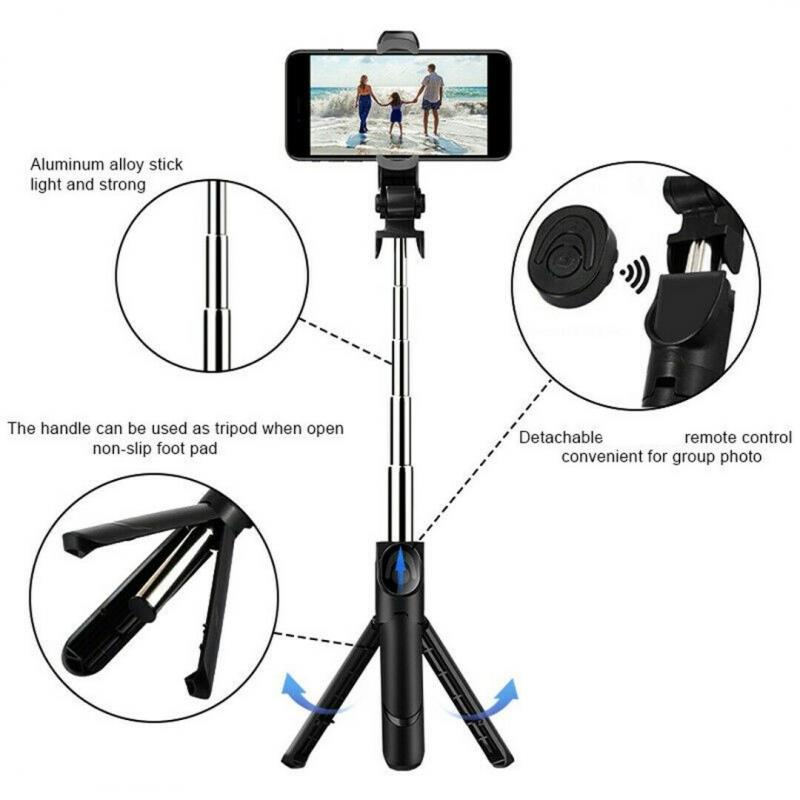 Trådløs bluetooth selfie stick 3 in 1 fjernbetjening udløser selfie stick stativ selfie stick til alle mobiltelefoner