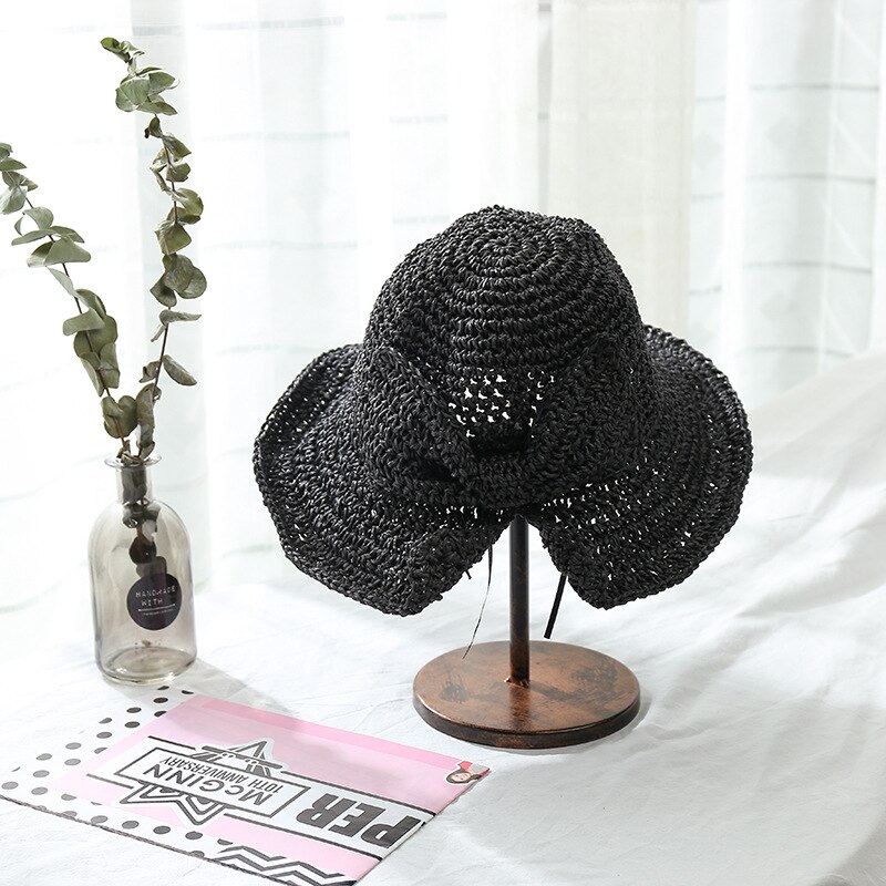 2022 Summer Big Bow Bucket Hats Women Korea Female Outdoor Travel Beach UV Proof Sun Protection Hat Fisherman Cap: 1