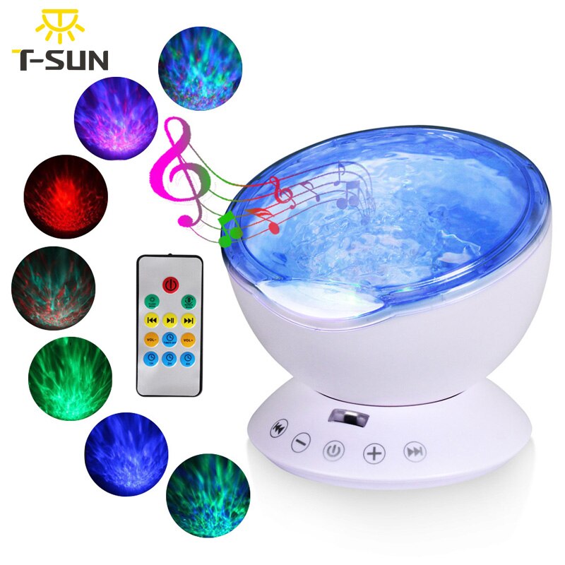 T-SUNRISE Ocean Wave Muziek Baby Nachtlampje Projector Ingebouwde Mini Muziekspeler Lamp USB LED nachtlampje voor Baby Kinderen kamer