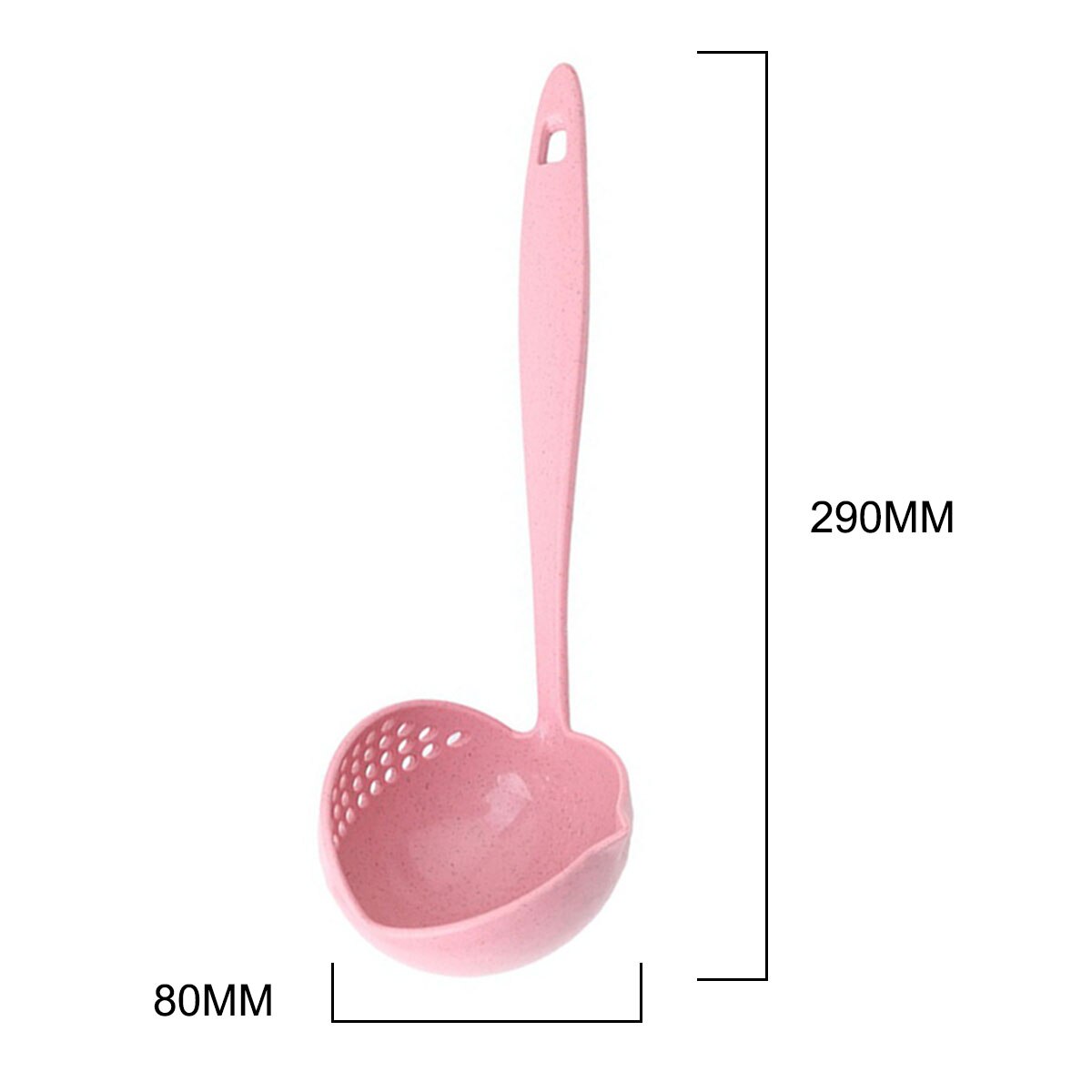 2 in 1 gryta matservis grötsoppa sked med filter skimmer köksredskap långskaft durkslag pinkk