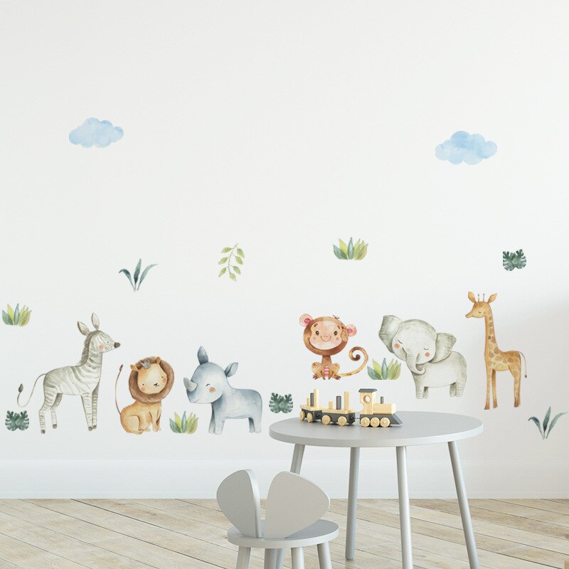 Zollor diy jungel dyr venner veggklistremerke miljøvennlig pvc hjem baby barn rom tegneserie veggmaleri dekaler barnehage sovesal dekor